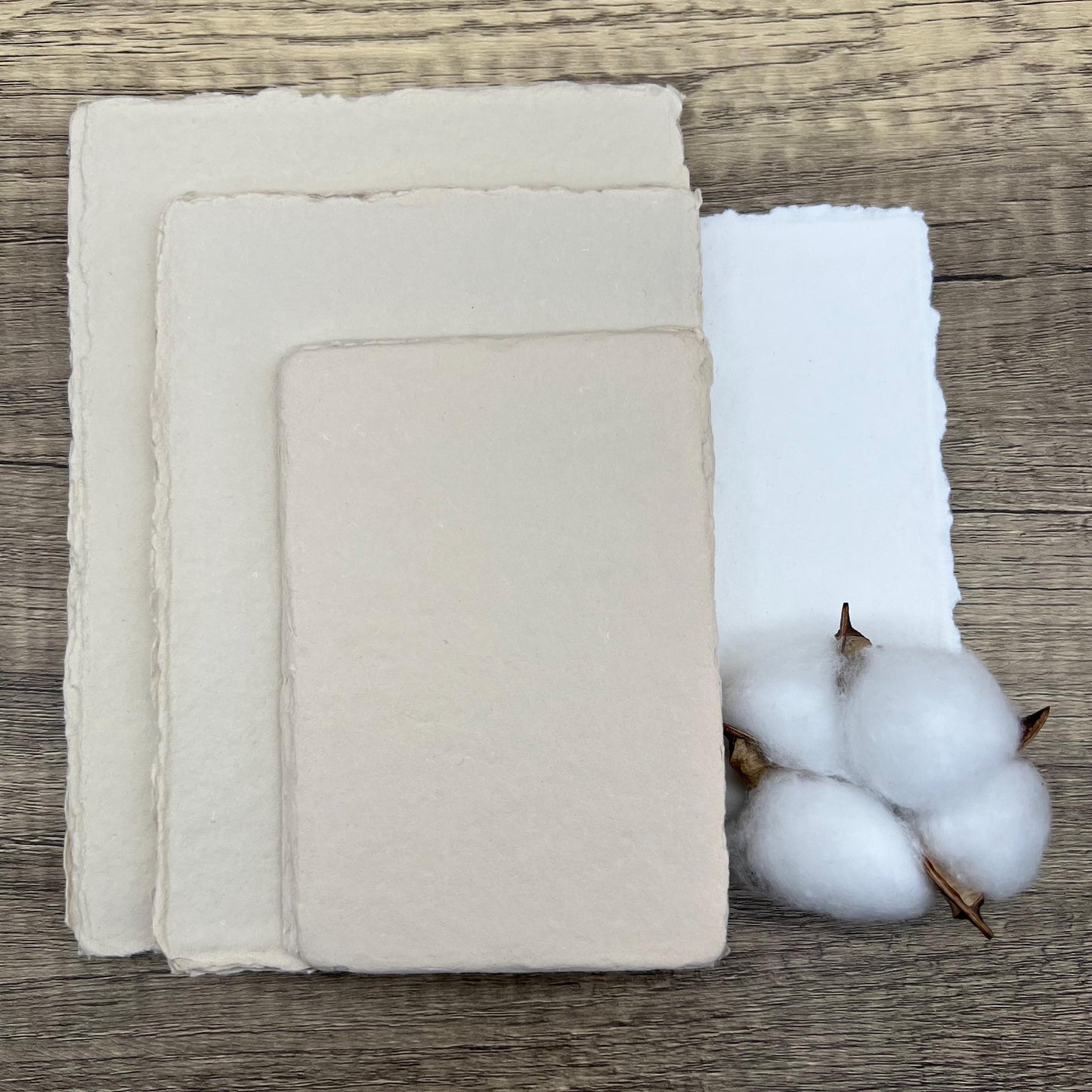 Beige Handmade Cotton Paper | Deckle Edge Paper 10 Sheets | 300gsm | Wedding, Art, Stationery | Torn Edge Paper | Cotton Rag