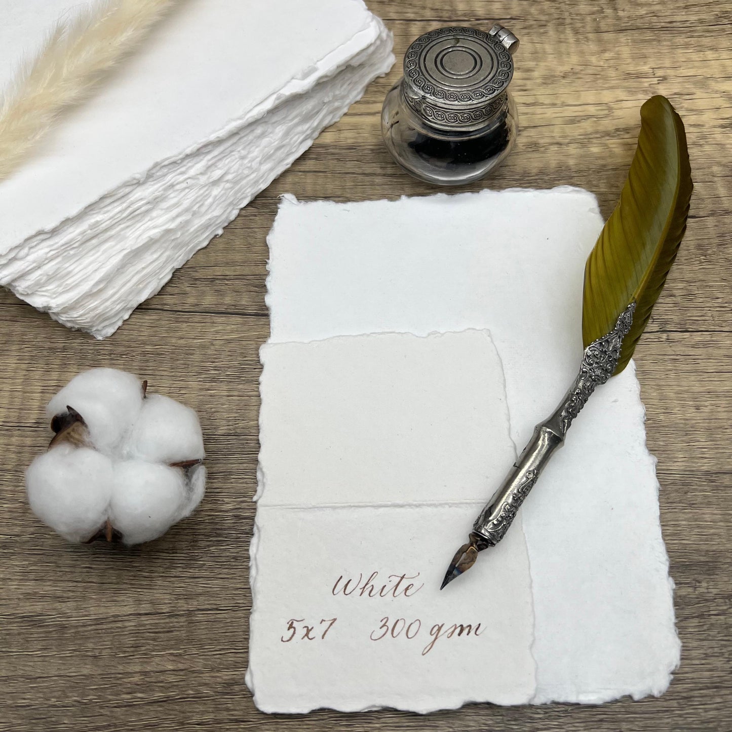 Handmade Cotton Art Paper 300gsm | Deckle Edge for Watercolor, Calligraphy, Painting & Wedding Stationery | Cotton Rag | Torn Edge