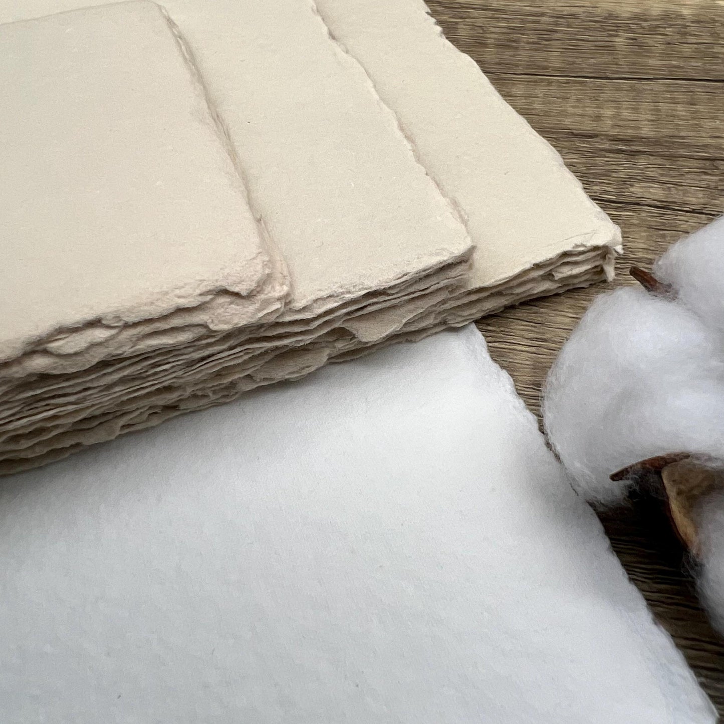 Beige Handmade Cotton Paper | Deckle Edge Paper 10 Sheets | 300gsm | Wedding, Art, Stationery | Torn Edge Paper | Cotton Rag