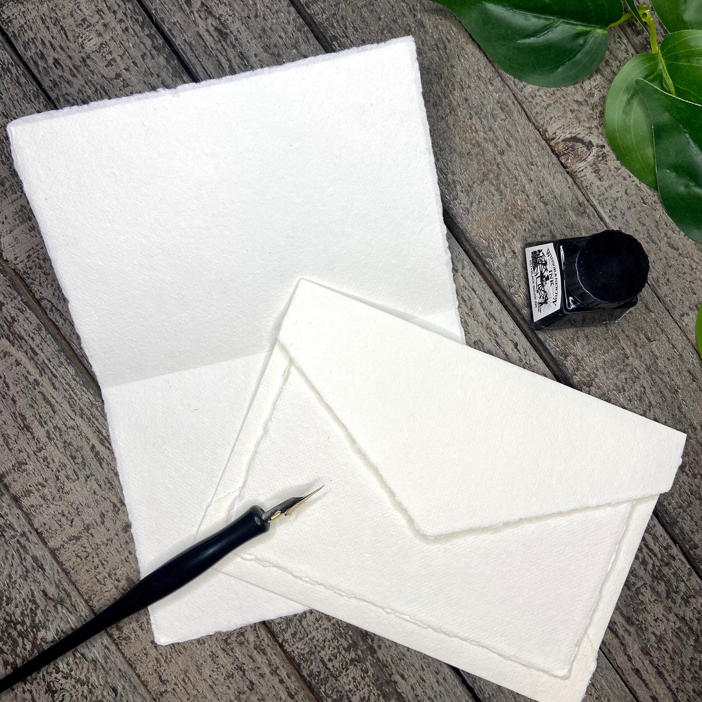 Ivory Wedding Invitation Set 20pcs - Handmade Cotton Paper & Envelopes, Deckle Edge, RSVP Cards, Save the Dates