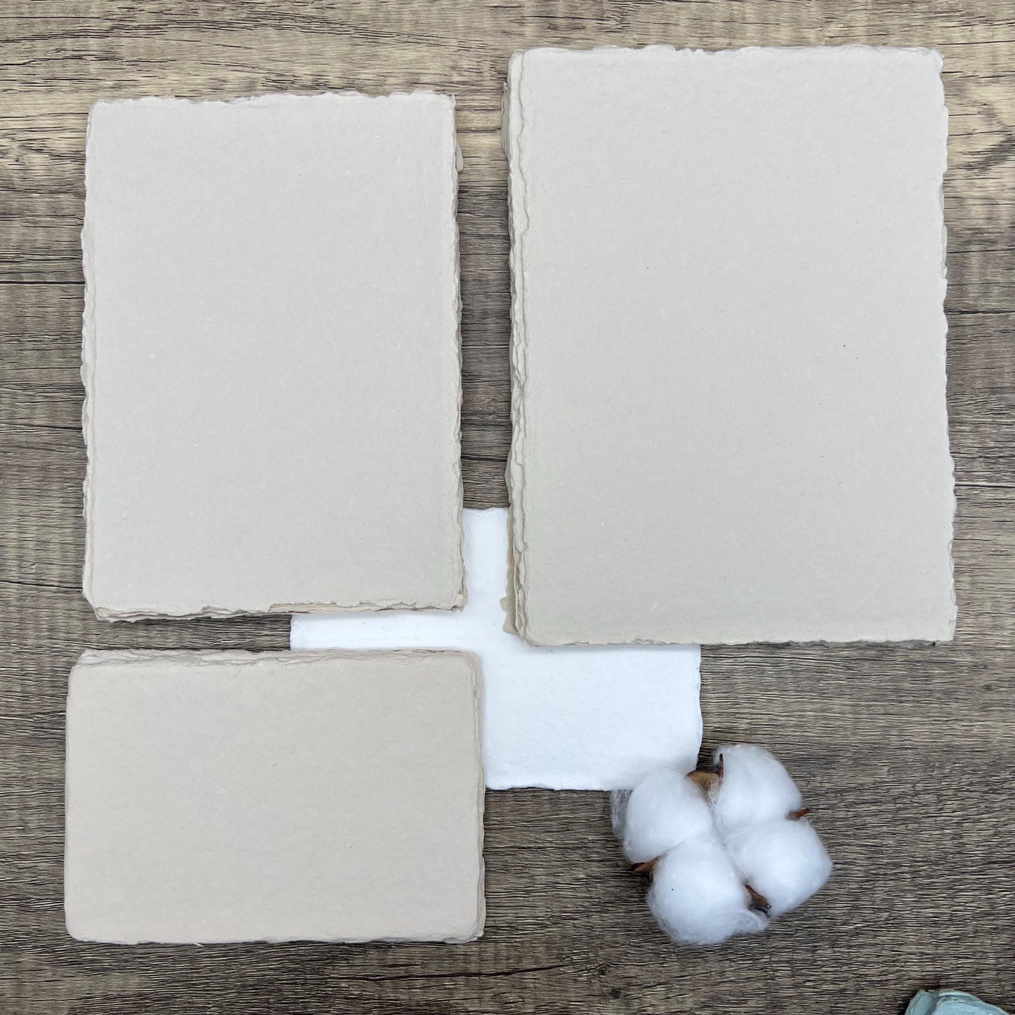 Beige Handmade Cotton Paper | Deckle Edge Paper 10 Sheets | 300gsm | Wedding, Art, Stationery | Torn Edge Paper | Cotton Rag