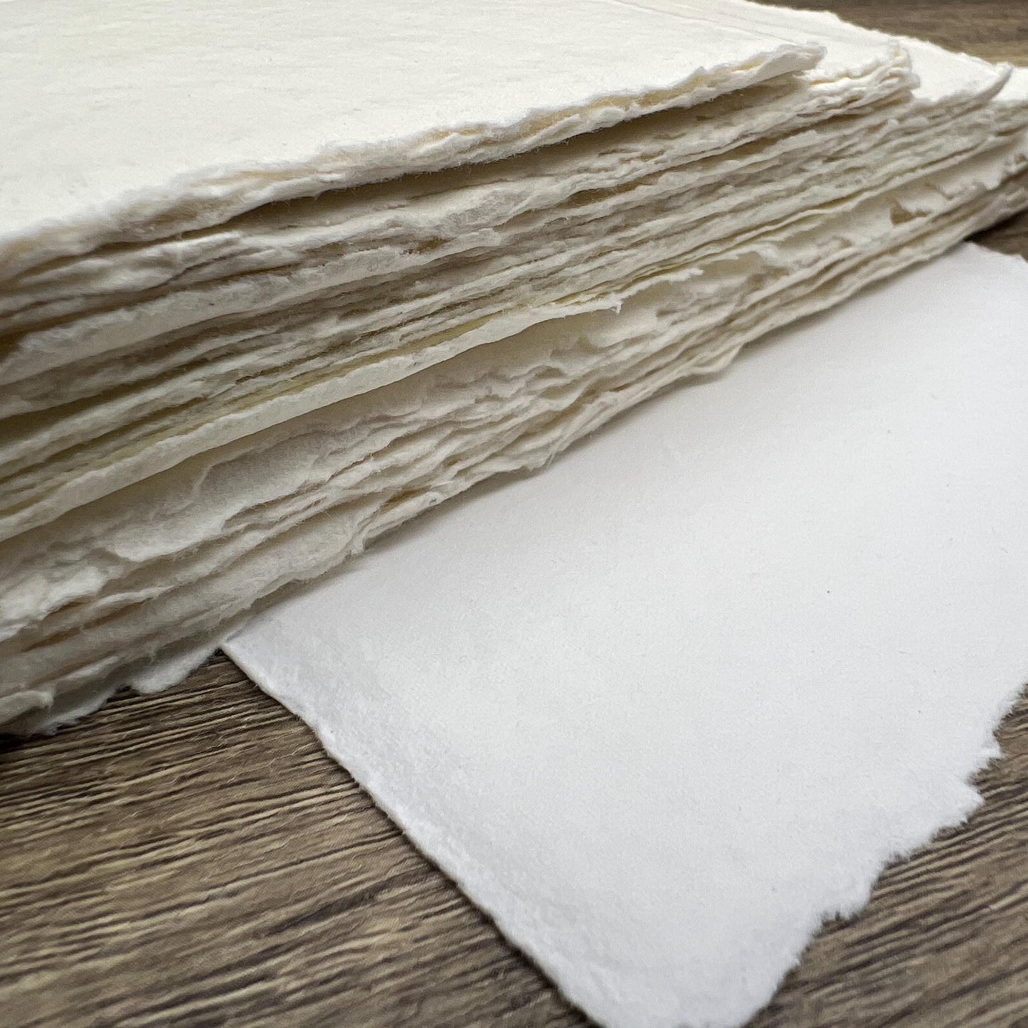 Ivory Handmade Cotton Paper – 10 Deckle Edge Sheets | 150gsm & 300gsm | Wedding, Art, Stationery