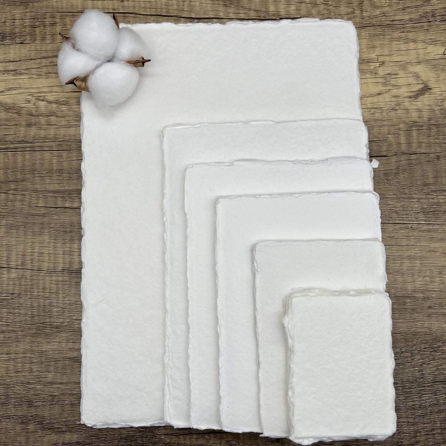 White Handmade Cotton Paper – 10 Deckle Edge Sheets for Wedding Invitations, Art, Printing & More
