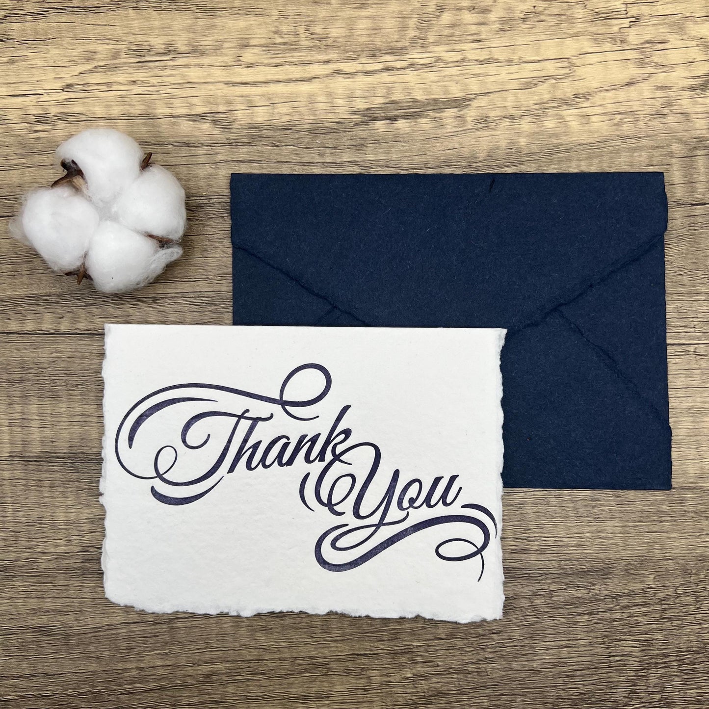 Set of 10 Letterpress Thank You Cards | A6 Handmade Cotton Paper | Deckle Edge Stationery | Gratitude Cards