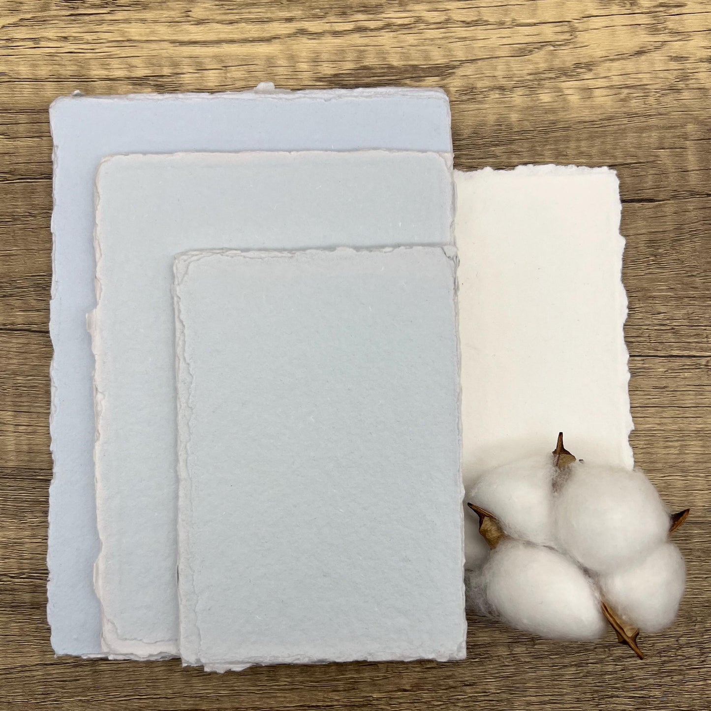 Light Blue Handmade Cotton Paper | Deckle Edge Paper 10 Sheets | 300gsm | Wedding, Art, Stationery | Torn Edge Paper | Cotton Rag