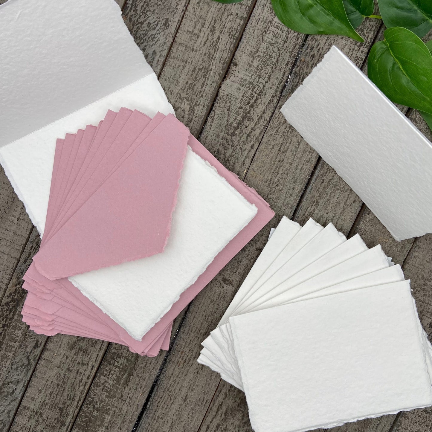 Cotton Candy Pink Stationery Set 20pcs - Handmade Cotton Paper & Envelopes, Deckle Edge, Calligraphy, Thank You Cards, RSVP, Letter Writing