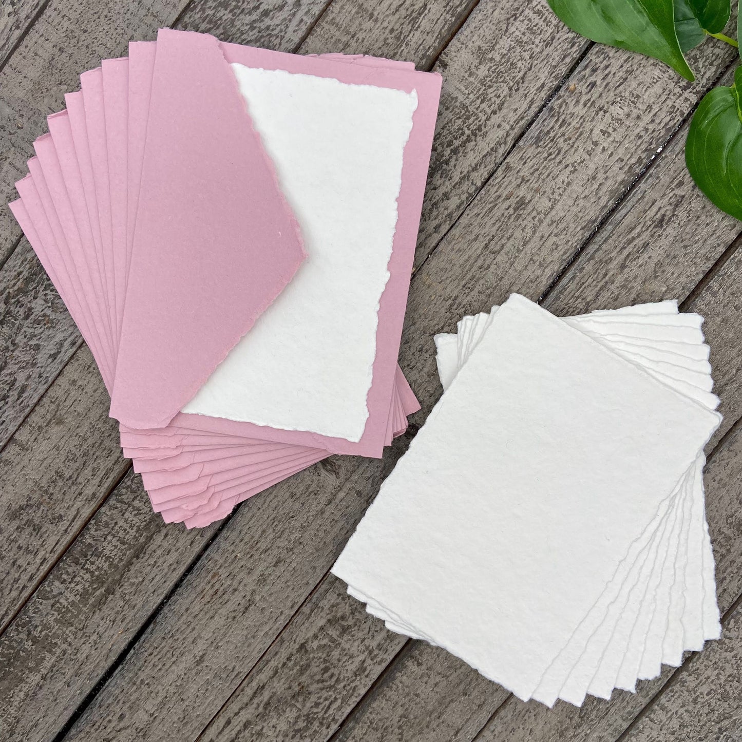 Cotton Candy Pink Stationery Set 20pcs - Handmade Cotton Paper & Envelopes, Deckle Edge, Calligraphy, Thank You Cards, RSVP, Letter Writing