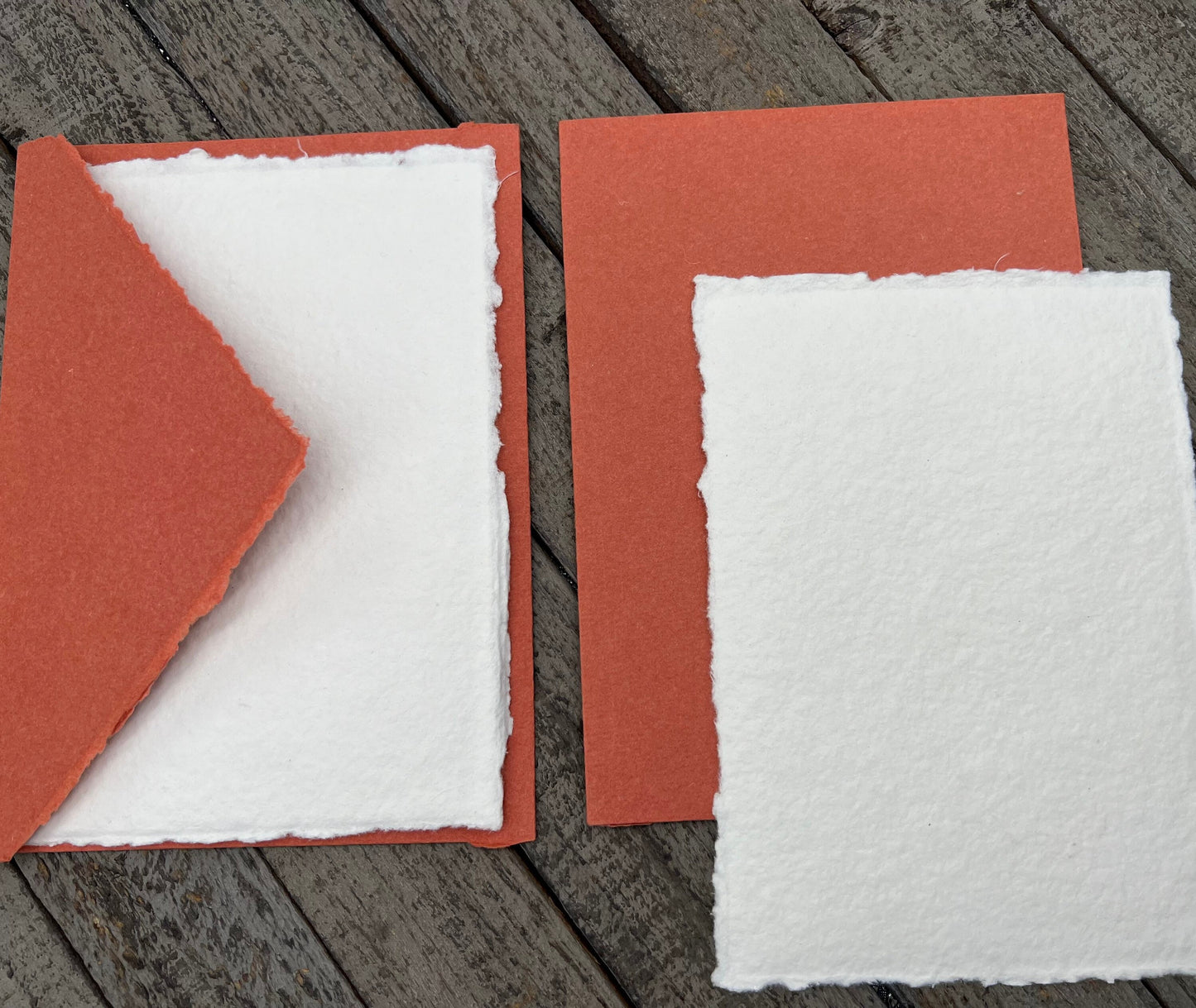 Terra Cotta Wedding Invitation Set 20pcs - Handmade Cotton Paper & Envelopes, Deckle Edge, RSVP Cards, Save the Dates