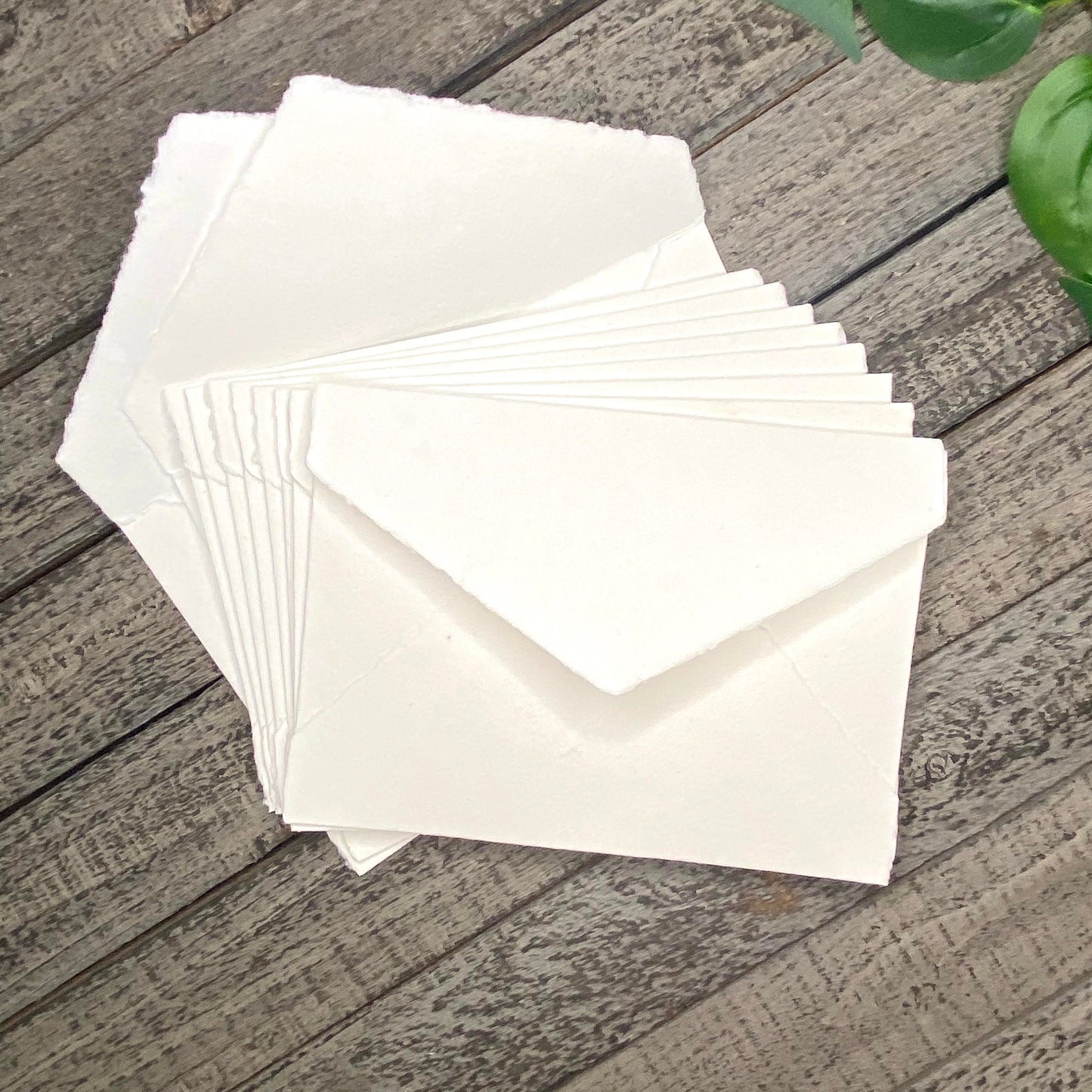 White Wedding Invitation Set 20pcs - Handmade Cotton Paper & Envelopes, Deckle Edge, RSVP Cards, Save the Dates