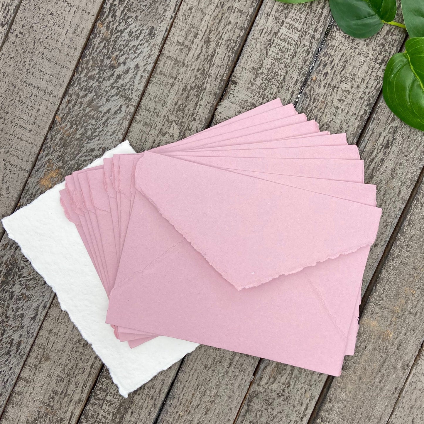 Cotton Candy Pink Stationery Set 20pcs - Handmade Cotton Paper & Envelopes, Deckle Edge, Calligraphy, Thank You Cards, RSVP, Letter Writing