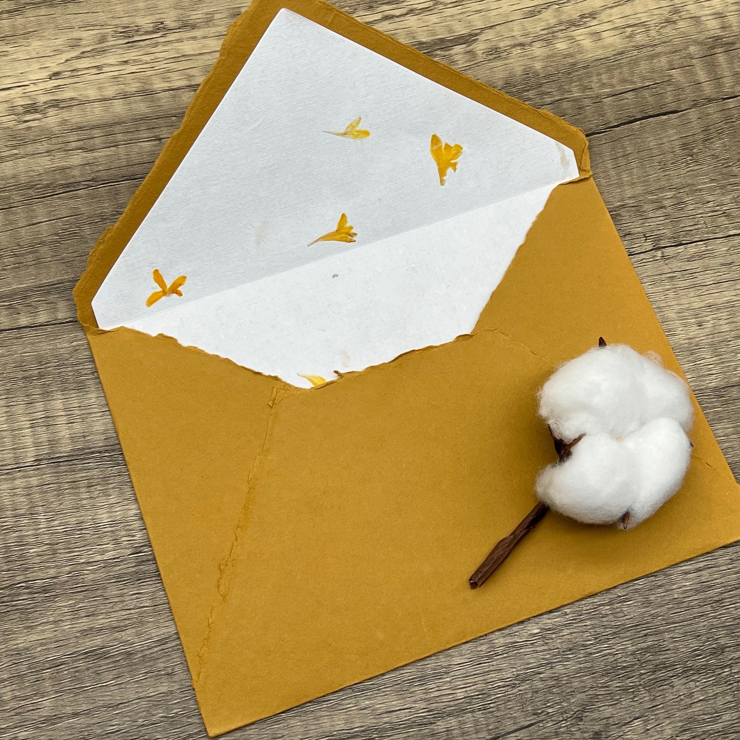 10 Flower Petal Cotton Paper Envelope Liners for 5x7 Envelopes - Cornflower & Gaillardia