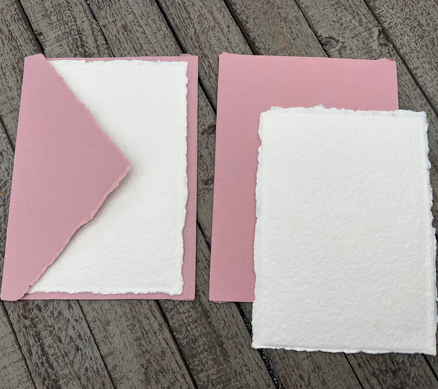 Dusty Rose Wedding Invitation Set 20pcs - Handmade Cotton Paper & Envelopes, Deckle Edge, RSVP Cards, Save the Dates