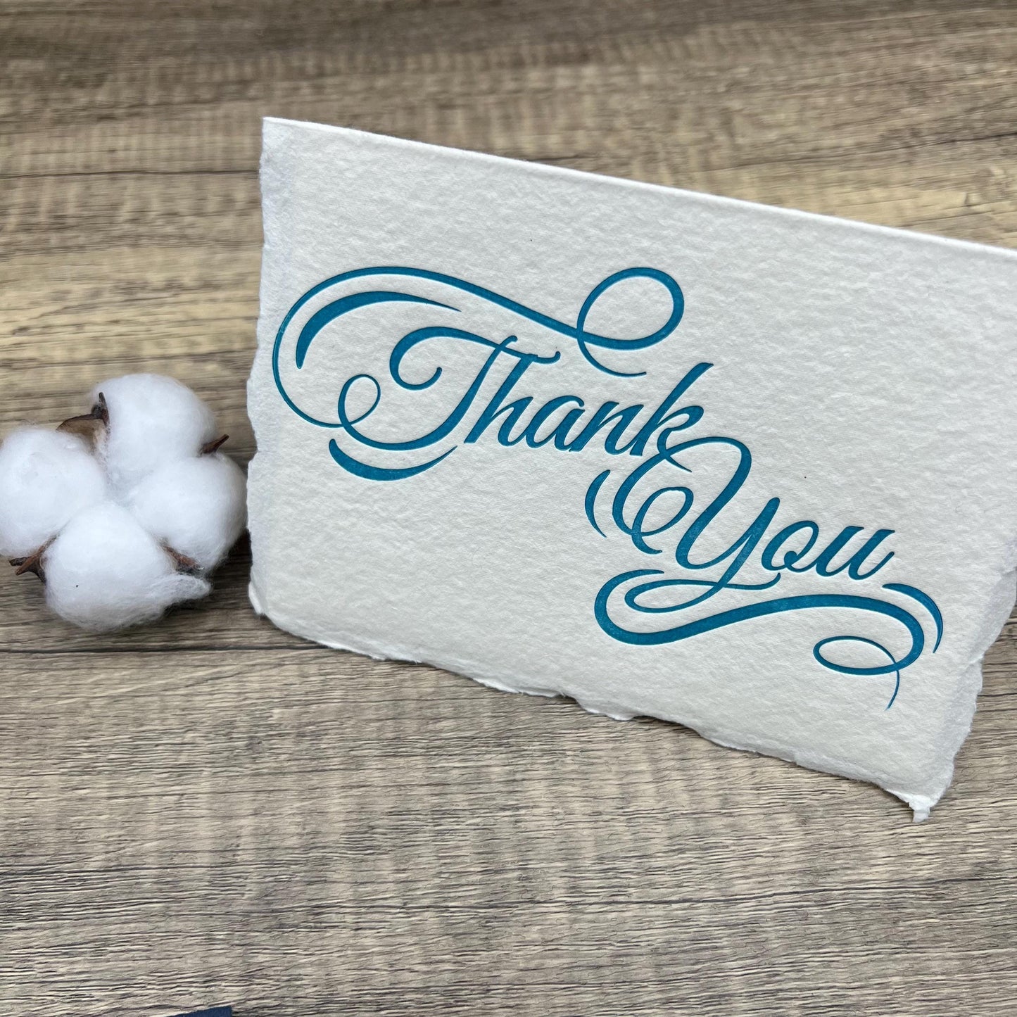 Set of 10 Letterpress Thank You Cards | A6 Handmade Cotton Paper | Deckle Edge Stationery | Gratitude Cards