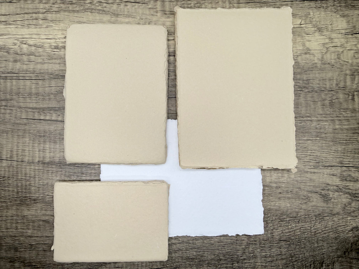 Papel de algodón beige hecho a mano | Papel desbarbado (10 hojas) | 300 g/m² | Bodas, arte, papelería | Papel desbarbado | Trapo de algodón