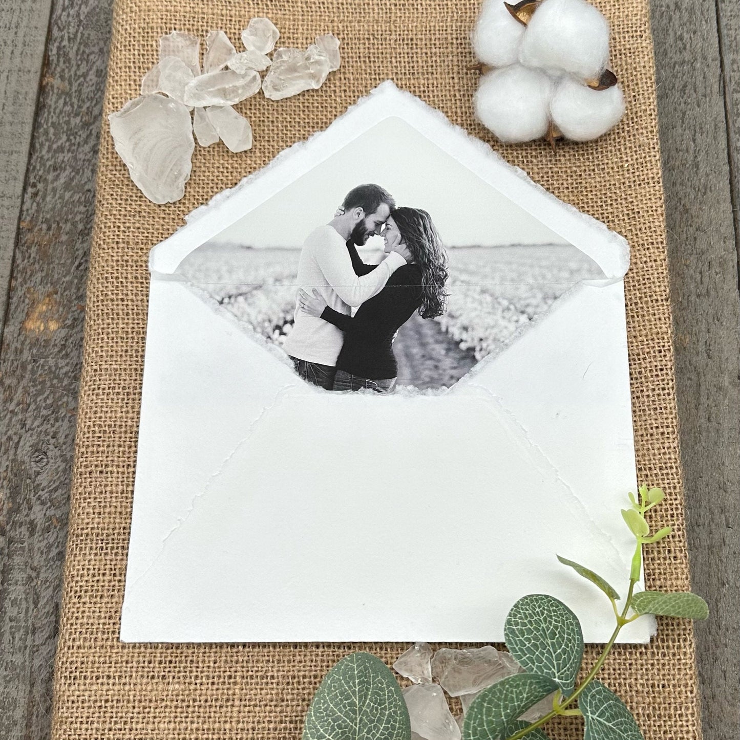 White Wedding Invitation Set 20pcs - Handmade Cotton Paper & Envelopes, Deckle Edge, RSVP Cards, Save the Dates