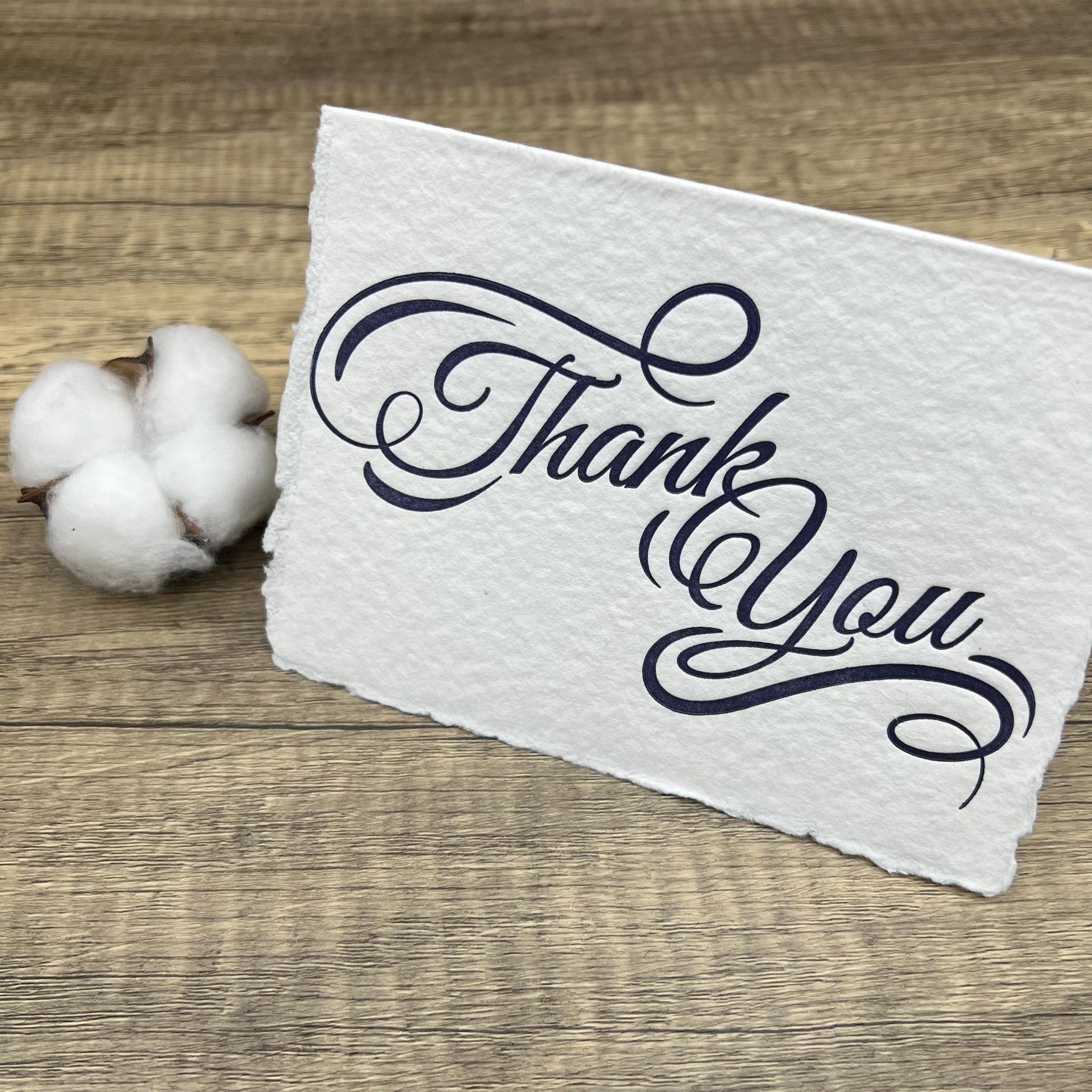 Set of 10 Letterpress Thank You Cards | A6 Handmade Cotton Paper | Deckle Edge Stationery | Gratitude Cards