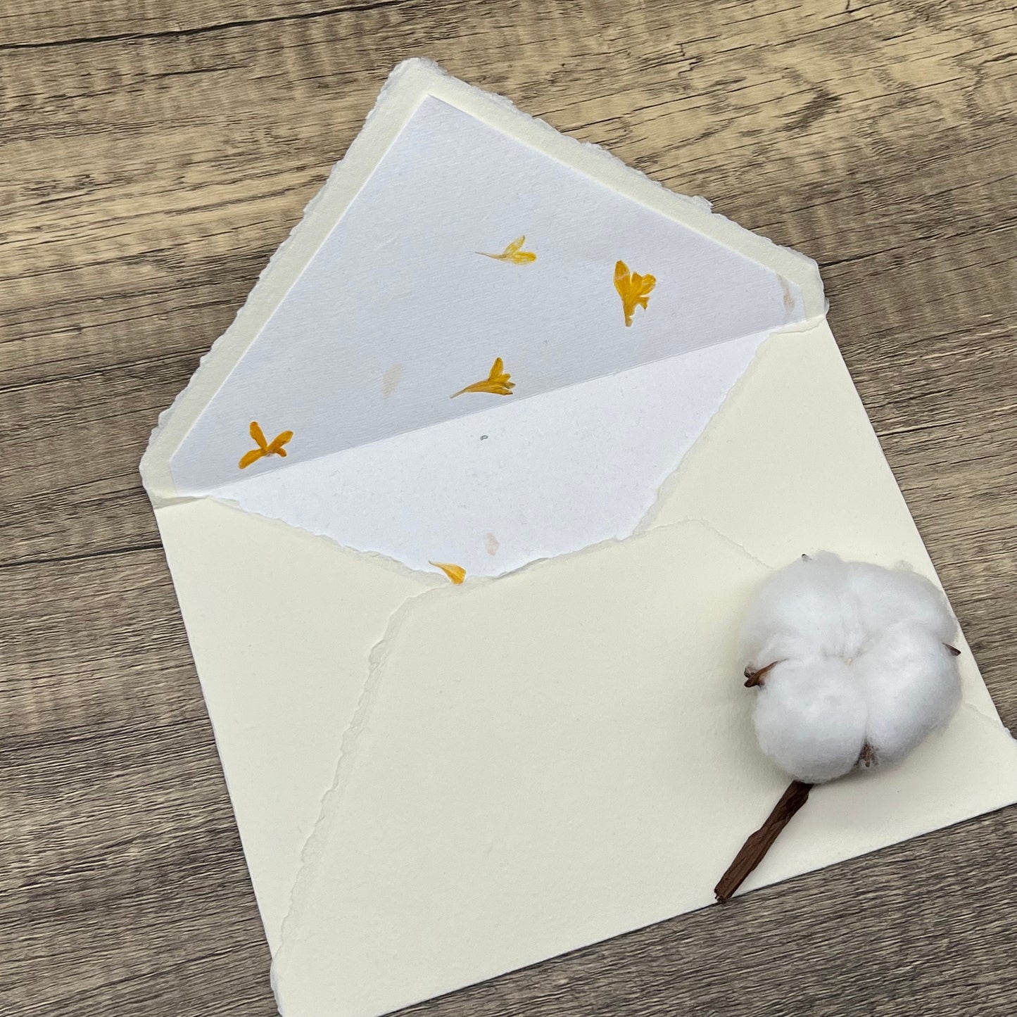10 Flower Petal Cotton Paper Envelope Liners for 5x7 Envelopes - Cornflower & Gaillardia