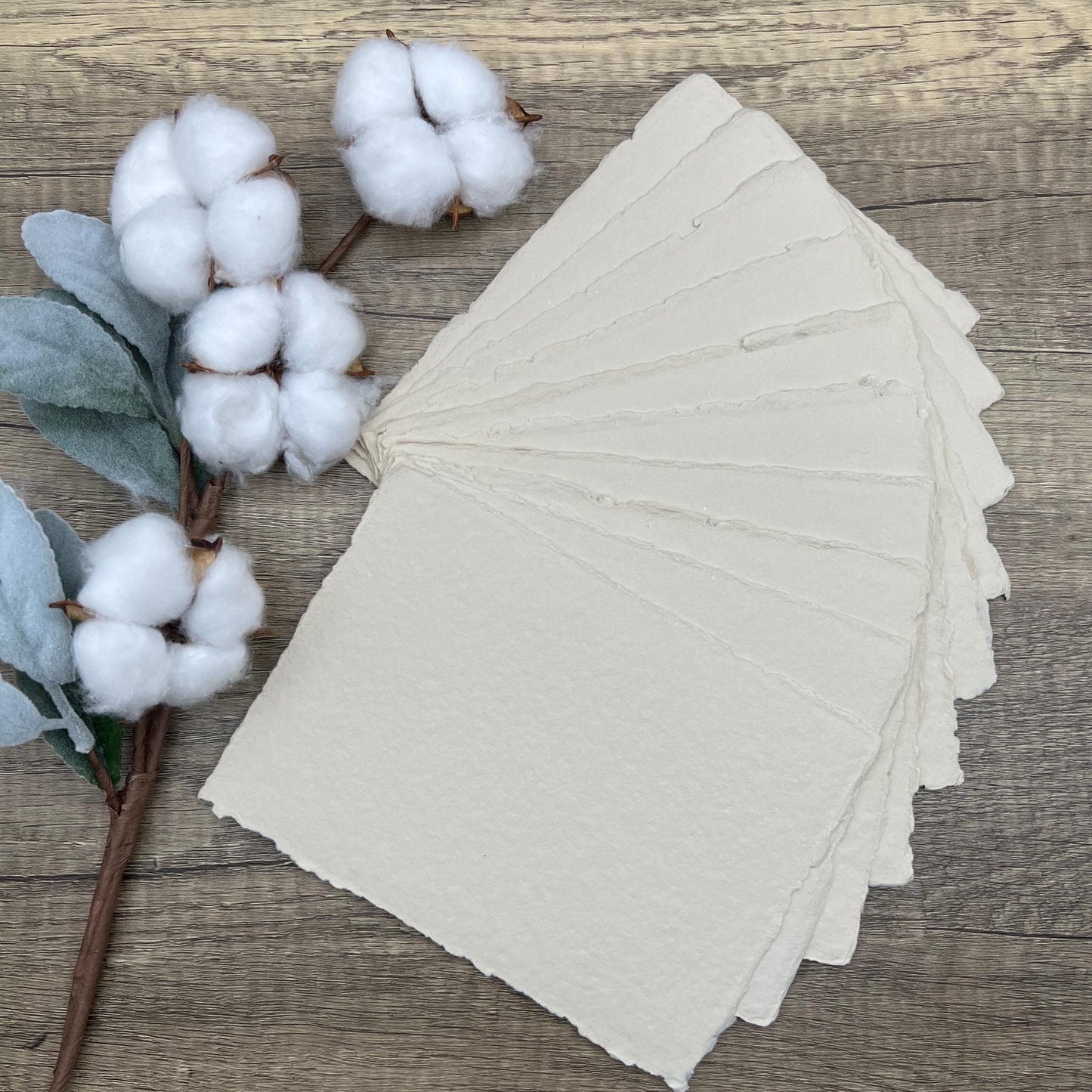Beige Handmade Cotton Paper | Deckle Edge Paper 10 Sheets | 300gsm | Wedding, Art, Stationery | Torn Edge Paper | Cotton Rag