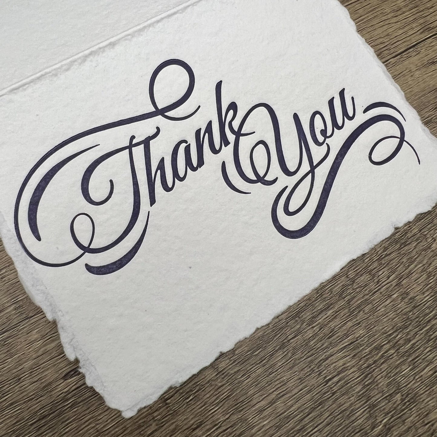 Set of 10 Letterpress Thank You Cards | A6 Handmade Cotton Paper | Deckle Edge Stationery | Gratitude Cards