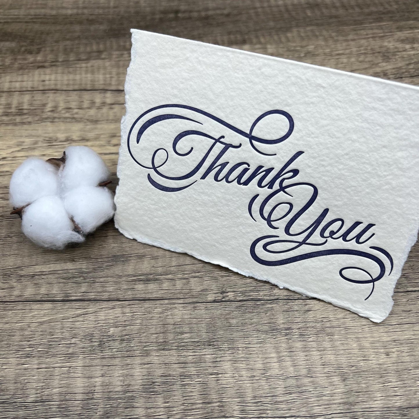 Set of 10 Letterpress Thank You Cards | A6 Handmade Cotton Paper | Deckle Edge Stationery | Gratitude Cards