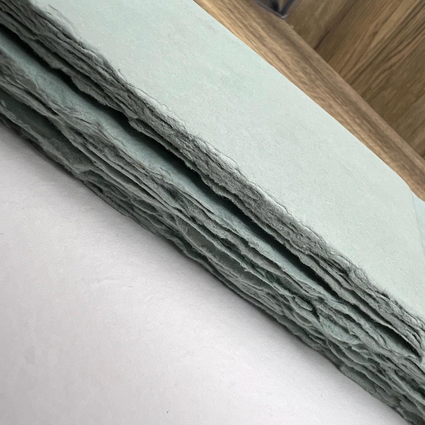 Light Sage Handmade Cotton Paper | Deckle Edge Paper 10 Sheets | 300gsm | Wedding, Art, Stationery | Torn Edge Paper | Cotton Rag