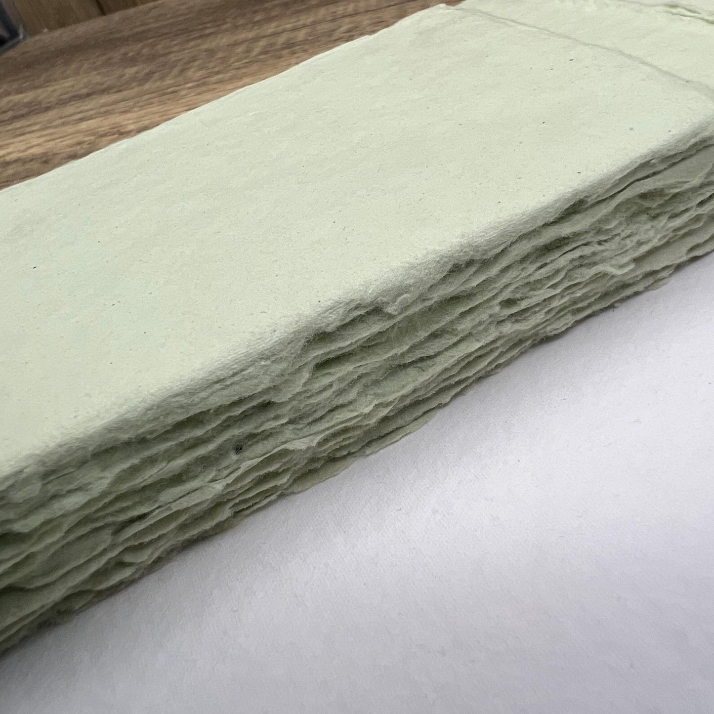 Light Green Handmade Cotton Paper | Deckle Edge Paper 10 Sheets | 300gsm | Wedding, Art, Stationery | Torn Edge Paper | Cotton Rag