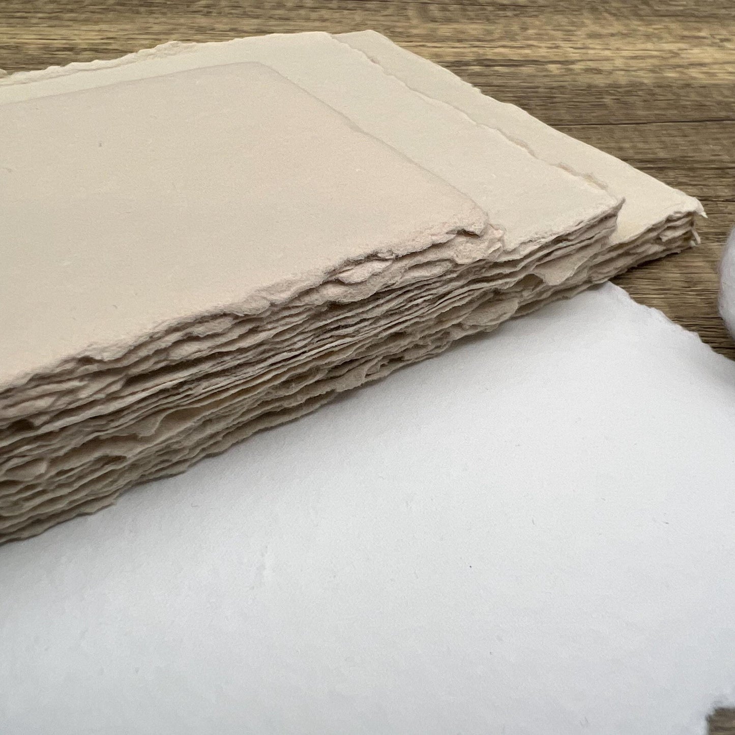 Beige Handmade Cotton Paper | Deckle Edge Paper 10 Sheets | 300gsm | Wedding, Art, Stationery | Torn Edge Paper | Cotton Rag