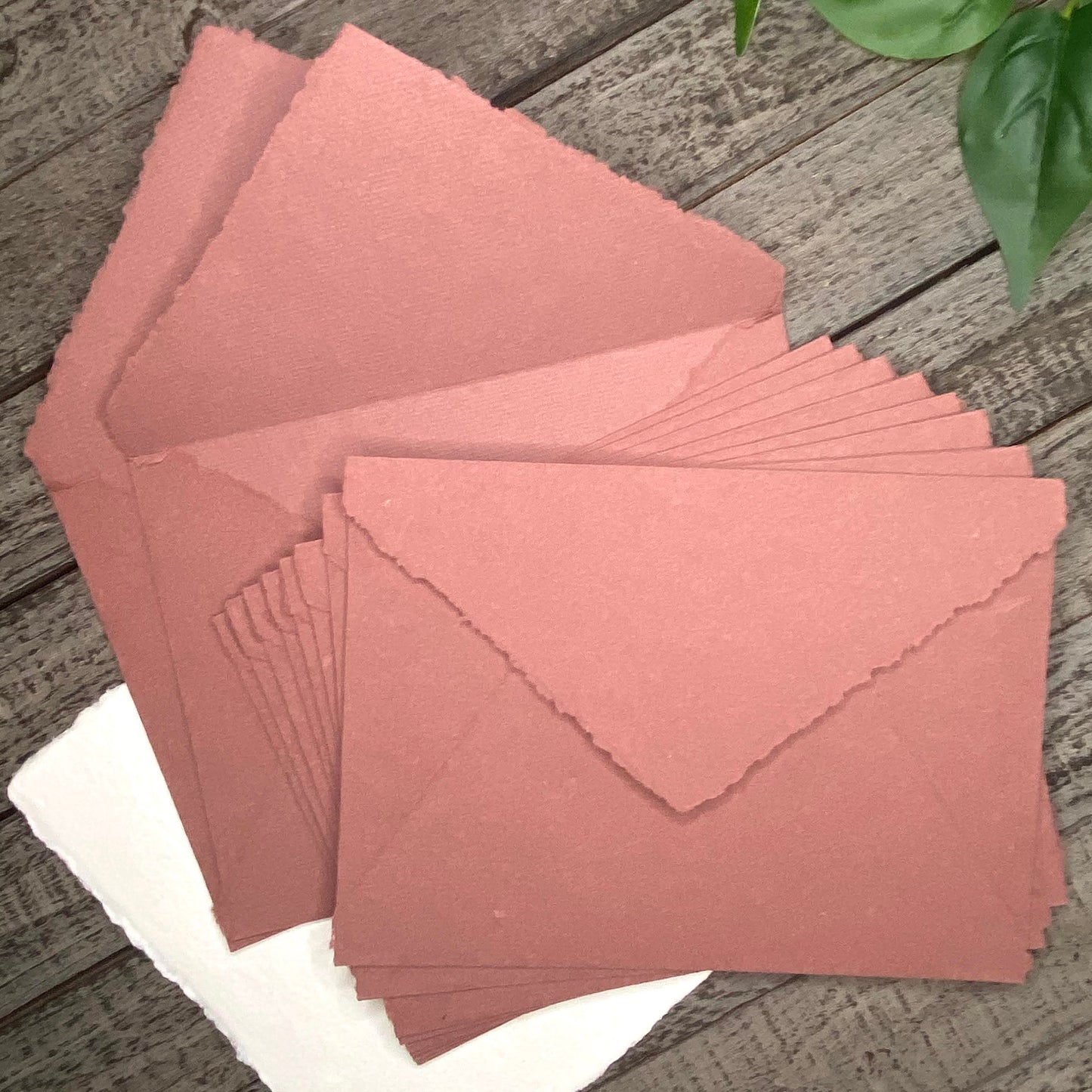 Brick Red Stationery Set 20pcs - Handmade Cotton Paper & Envelopes, Deckle Edge, Calligraphy, Thank You Cards, RSVP, Letter Writing