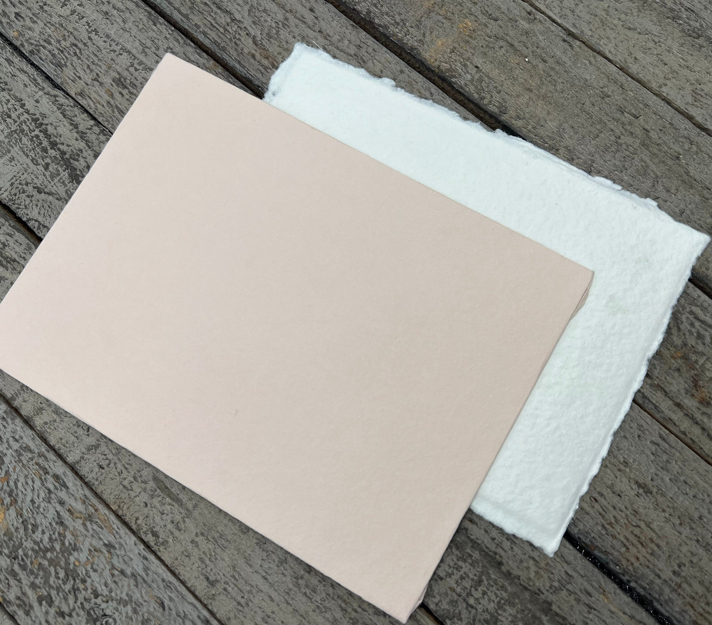 Nude Pink Wedding Invitation Set – 10 Cotton Sheets + 10 Envelopes, Deckle Edge Handmade Paper