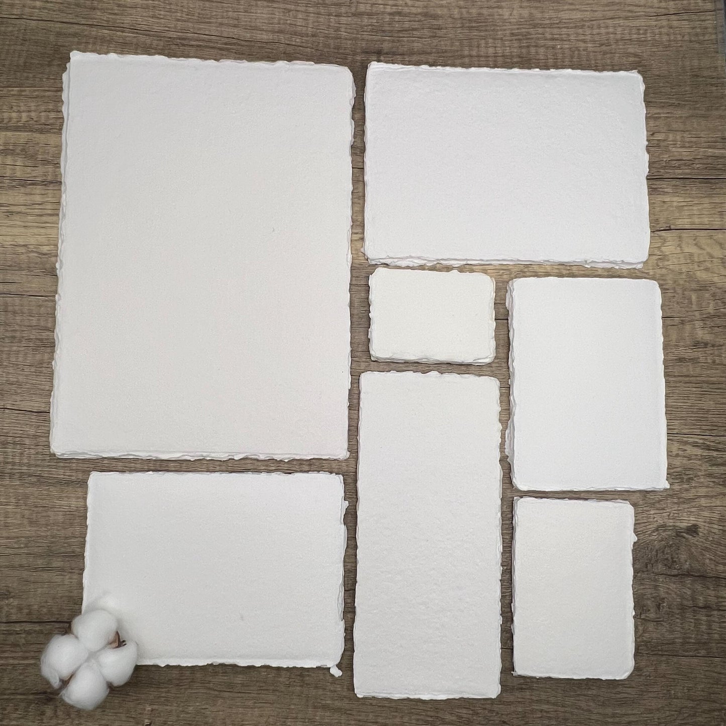 White Handmade Cotton Paper – 10 Deckle Edge Sheets for Wedding Invitations, Art, Printing & More