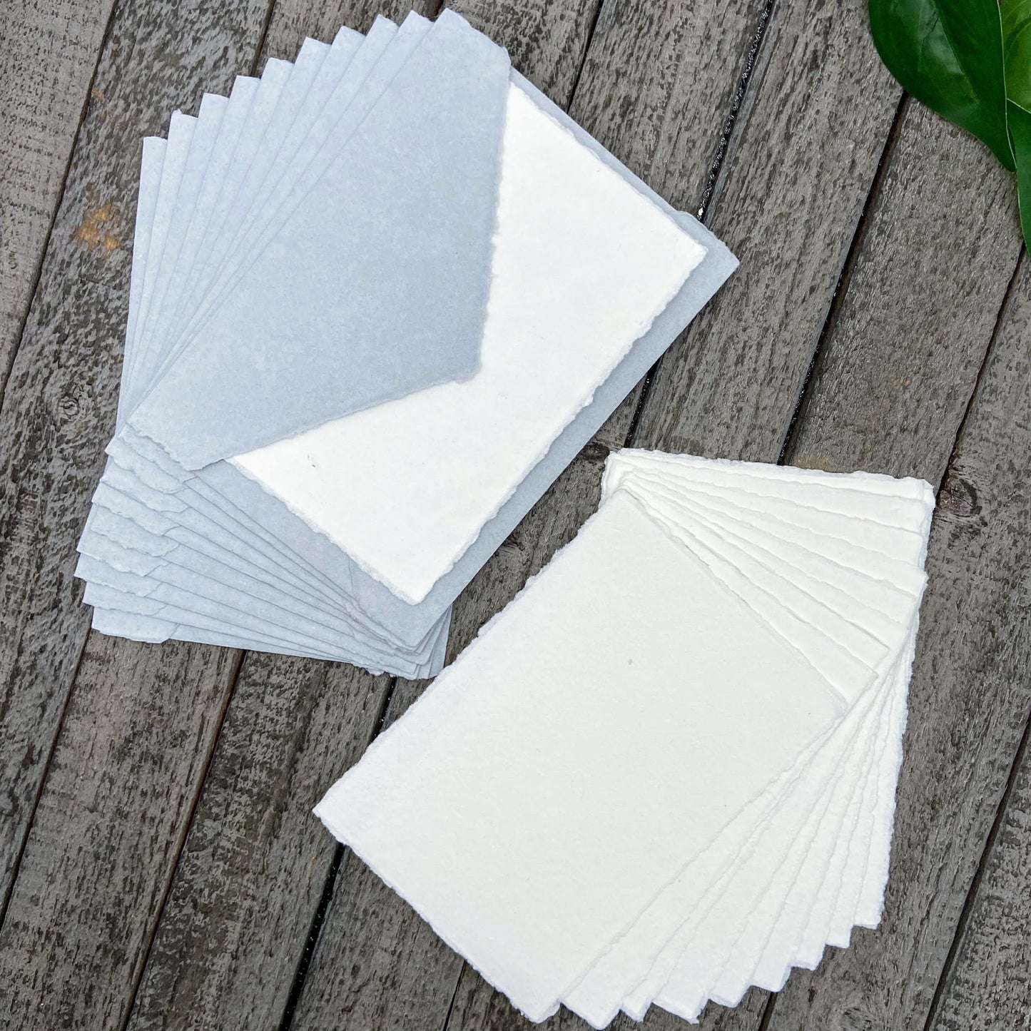 Silver Gray Wedding Invitation Set 20pcs - Handmade Cotton Paper & Envelopes, Deckle Edge, RSVP Cards, Save the Dates