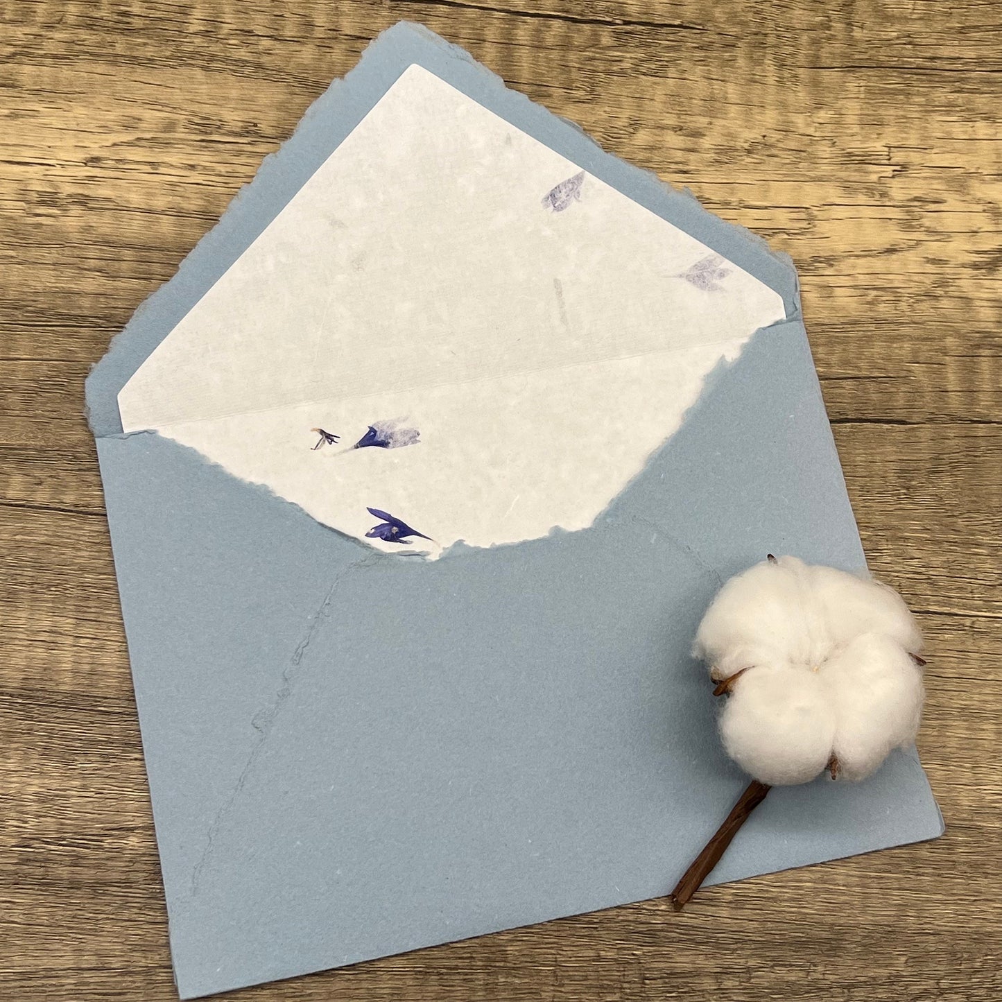 10 Flower Petal Cotton Paper Envelope Liners for 5x7 Envelopes - Cornflower & Gaillardia