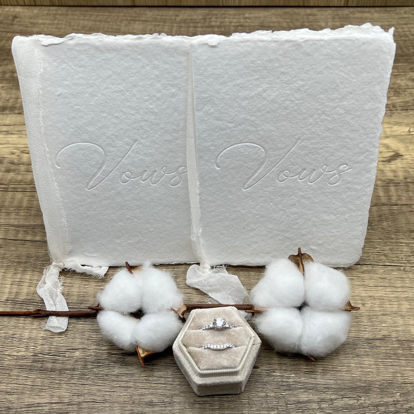 Vow Books - Pair of Elegant Handmade Cotton Vow Books for Weddings - 4 Styles: Gold Embossed, Silver Embossed, Blind Embossed, Blank