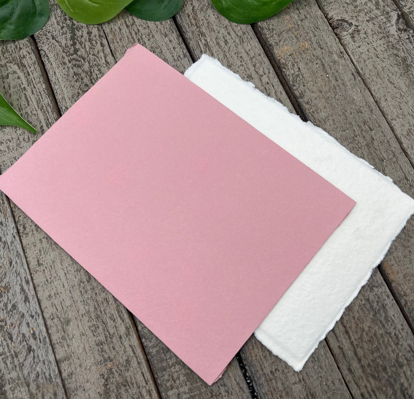 Dusty Rose Wedding Invitation Set 20pcs - Handmade Cotton Paper & Envelopes, Deckle Edge, RSVP Cards, Save the Dates