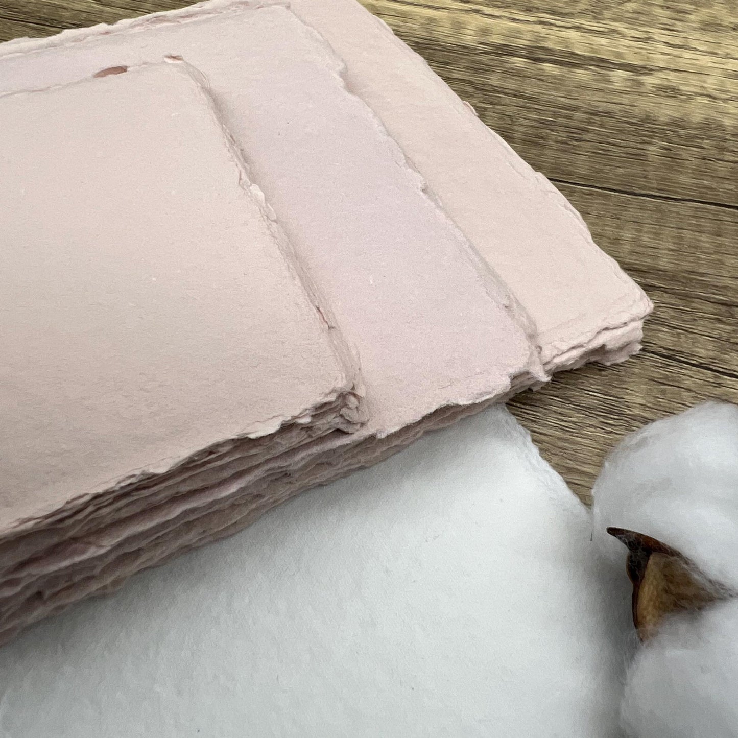 Nude Pink Handmade Cotton Paper | Deckle Edge Paper 10 Sheets | 300gsm | Wedding, Art, Stationery | Torn Edge Paper | Cotton Rag