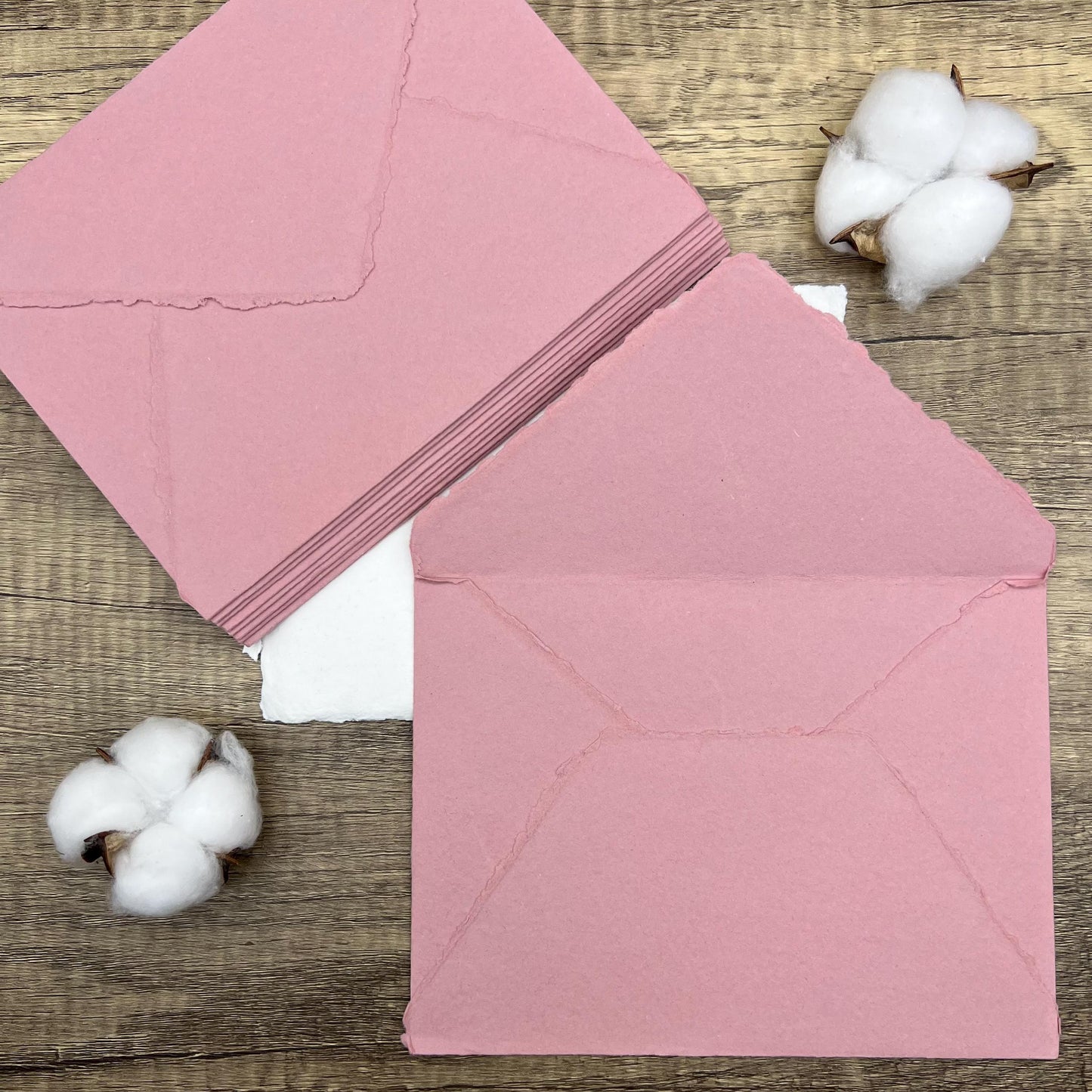 10 Dusty Rose Handmade Cotton Deckle Edge Envelopes | Cotton Rag Paper | Torn Edge Stationery for Invitations, Announcements, Wedding, RSVP