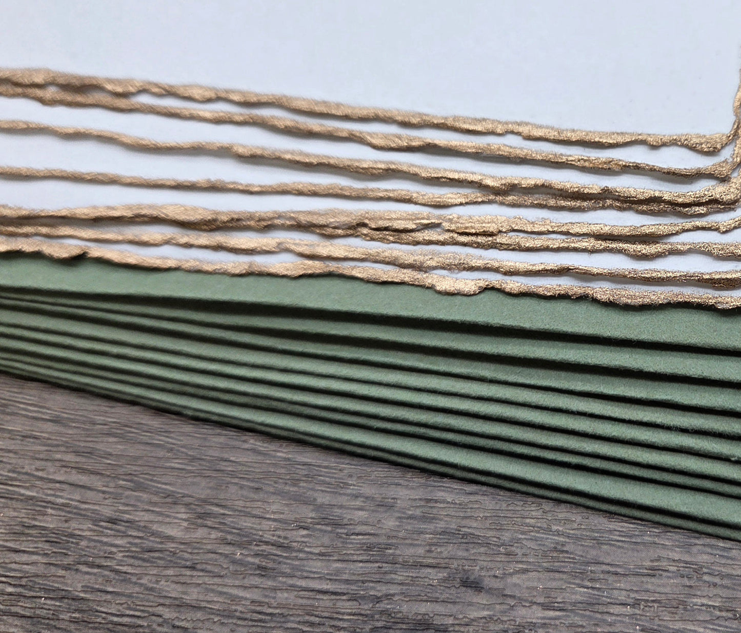 Anniversary Cotton Paper Stationery Set – Handmade Deckle Edge Gold Gilded Note Cards