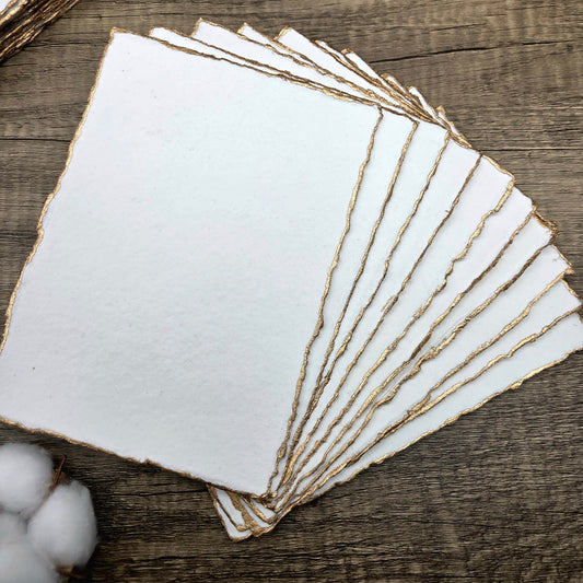 Gold-Edged Handmade Cotton Paper (Set of 10)
