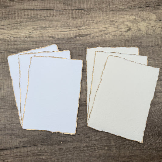 Gold-Edged Handmade Cotton Paper (Set of 10)