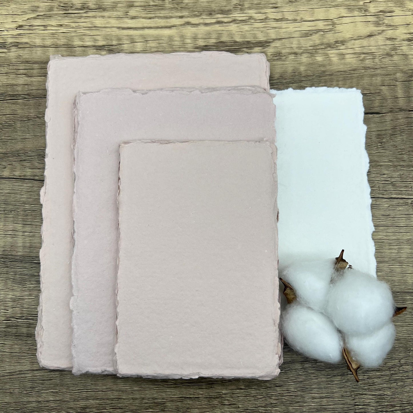 Nude Pink Handmade Cotton Paper | Deckle Edge Paper 10 Sheets | 300gsm | Wedding, Art, Stationery | Torn Edge Paper | Cotton Rag