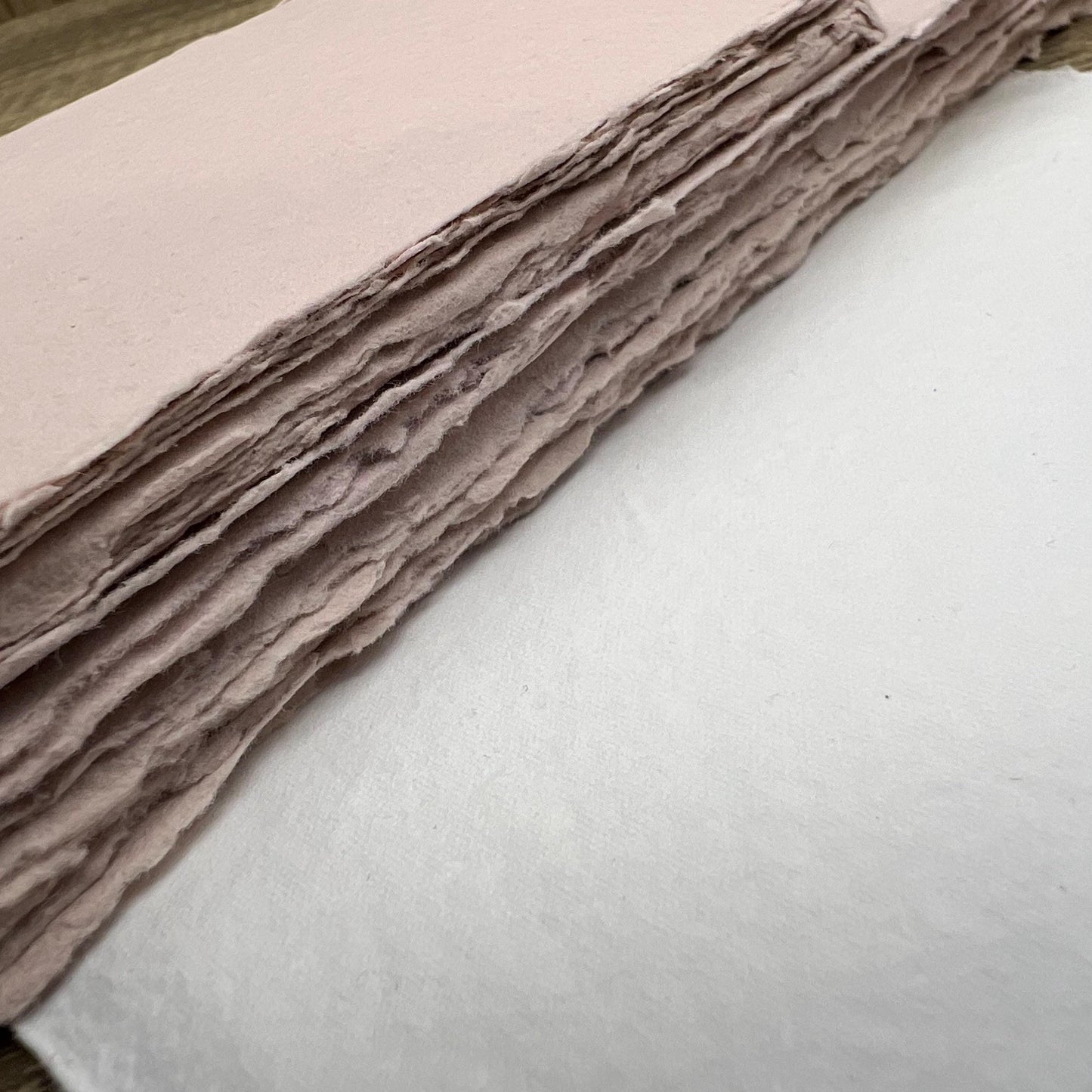 Nude Pink Handmade Cotton Paper | Deckle Edge Paper 10 Sheets | 300gsm | Wedding, Art, Stationery | Torn Edge Paper | Cotton Rag
