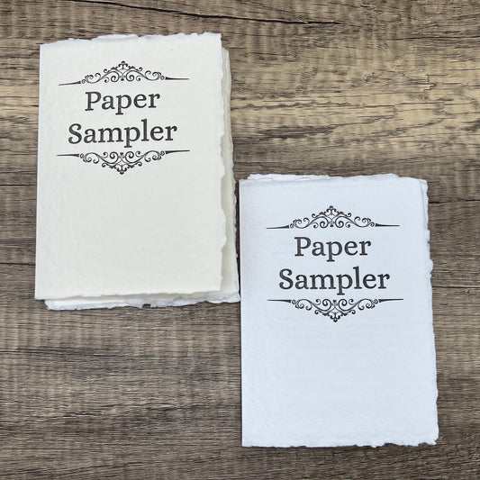Handmade Cotton Paper Sampler - White or Ivory, Deckle Edge, Various Sizes & Weights