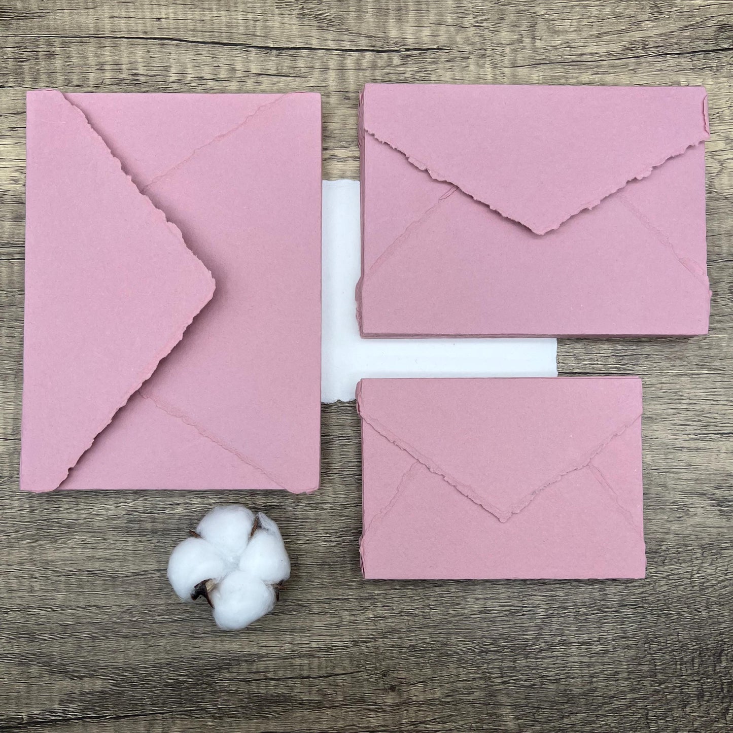 10 Dusty Rose Handmade Cotton Deckle Edge Envelopes | Cotton Rag Paper | Torn Edge Stationery for Invitations, Announcements, Wedding, RSVP