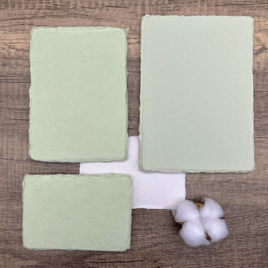 Pale Green Handmade Cotton Paper (Set of 10)